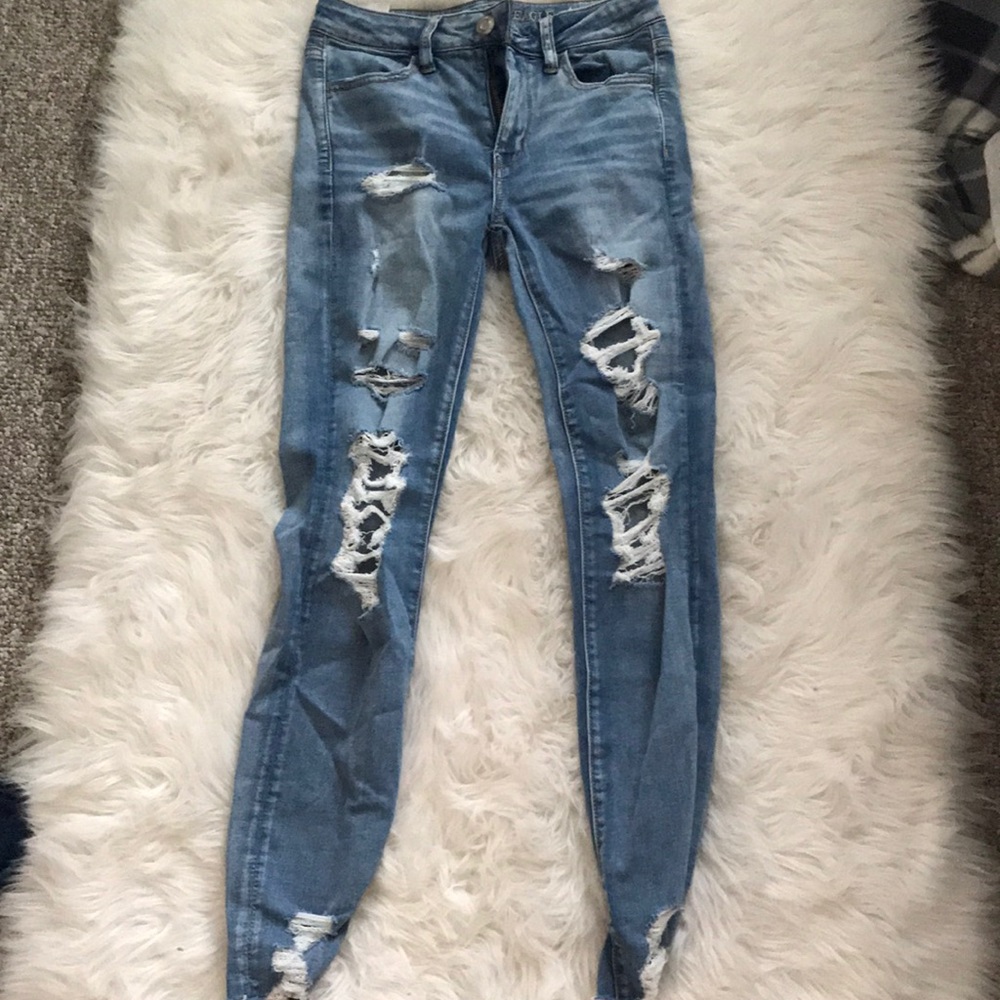 very distressed american eagle jeans (never worn)